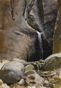 A Waterfall In Switzerland — Adolf Hiremy Hirschl, Symbolism