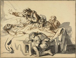 Women And Children Mourning A Dead Man — Jean-baptiste Greuze