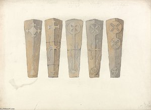 Studies Of Five Coffin Lids — John Sell Cotman