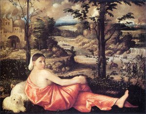 Reclining Woman In A Landscape — Cariani