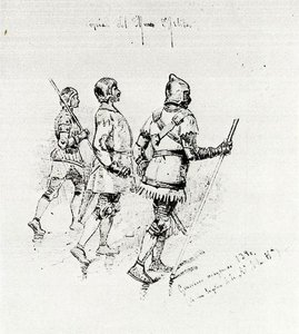 Sketch Of Warriors From Aragon — Mariano Barbasan