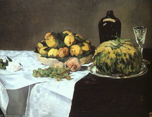 Still Life With Melon And Peaches, National Gall — Édouard Manet, Realist Still Life