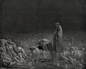 The Inferno, Canto 32, Lines 97-98. Then Seizing On His Hinder Scalp, I Cried. “name Thee, Or Not A Hair Shall Tarry Here.” — Paul Gustave Doré, Romanticism