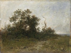 Massif D'arbres Au Bord De La Mer. Environs D'honfleur — Jean Alexis Achard