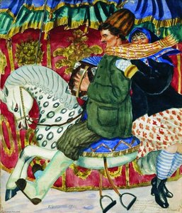 Merry Go Round — Boris Mikhailovich Kustodiev, Art Nouveau (modern)