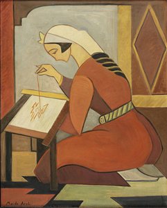 Girl At Her Embroidery — Mayde Feruhhan