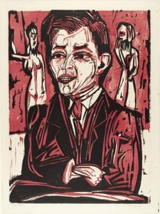 Portrait Of Will Grohmann, Large — Ernst Ludwig Kirchner, Expressionistic Woodcut Print