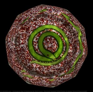 Diamond Faceted Coiled Snake On Jasper Ground Paperweight — Compagnie Des Cristalleries De Saint Louis