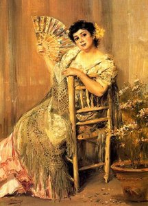 Woman Fanning — José Villegas Cordero, Costumbrista