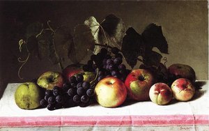 Still Life With Concord Grapes And Apples — George Hetzel