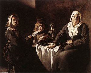 Four Figures At Table — Mathieu Le Nain