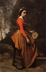 Gypsy With A Basque Tamborine — Jean-baptiste-camille Corot