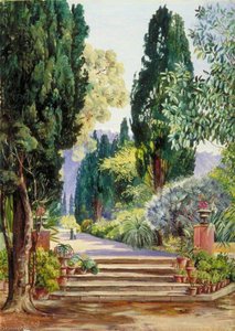 A View Of The Botanic Garden, Teneriffe — Marianne North, Victorian Botanical Painting