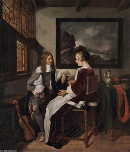 Sentimental Conversation — Quiringh Gerritsz. Van Brekelenkam, Dutch Golden Age