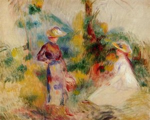 Two Women In A Garden 1 — Pierre-auguste Renoir, Impressionist Painting