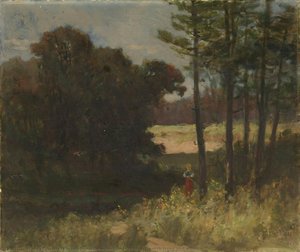 Untitled (landscape with trees and woman)