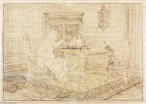 Sketch Of Chess Players — Jefferson David Chalfant