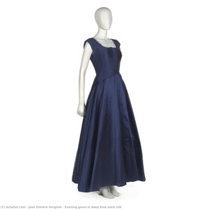 Evening Gown In Deep Blue Satin Silk — Jean Dimitre Verginie