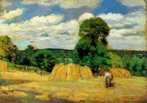 The Harvest At Montfoucault. — Camille Pissarro, Impressionism