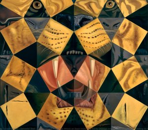 Fifty Abstract Paintings Which As Seen From Two Yards Change Into Three Lenins Masquerading As Chinese And As Seen From Six Yards Appear As The Head Of A Royal Bengal Tiger, 1963 — Salvador Dalí