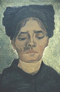 Head Of A Peasant Woman With Dark Cap 2 — Vincent Willem Van Gogh, Post-impressionism