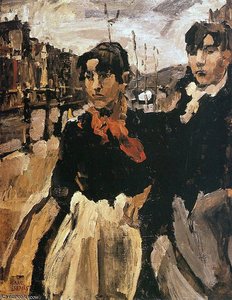 Two Girl On Lijnbaansgracht Sun — Isaac Lazarus Israels