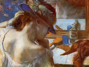 At The Mirror — Edgar Degas, Realist Impressionism