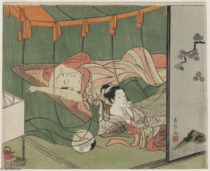 Bedroom Scene With Mosquito Net — Suzuki Harunobu