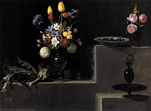 Still Life with Flowers, Artichokes, Cherries and Glassware