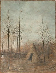 Cabane De Bûcheron Au Milieu D'une Clairière, L'hiver — Peulot Ernest