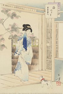 Yuagari, Kansei Koro Fujin. (after The Bath: Woman Of The Kansei Era). From The Series Thirty-six — Mizuno Toshikata