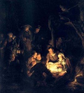 L Adoration Des Bergers, Munich — Rembrandt Van Rijn, Baroque
