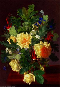 A Still Life With Yellow Roses And Freesia — Otto Didrik Ottesen