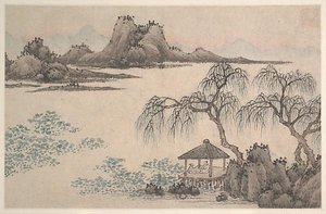 Landscape With Pavilion And Willows — Shen Zhou