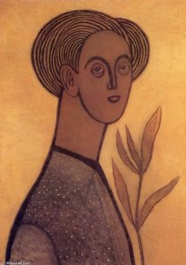 Self-portrait With Lily — Lajos Vajda