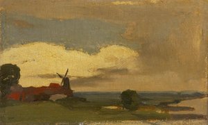 Landschap Met De Molen Van Wijk Bij Duurstede, Willem Witsen, 1885 - 1923 — Willem Witsen