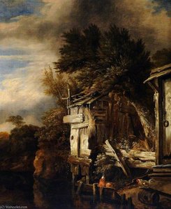A Wooded River Landscape With Poultry
