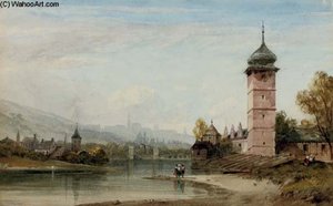 View Of An Eastern European City From The River — William Wyld
