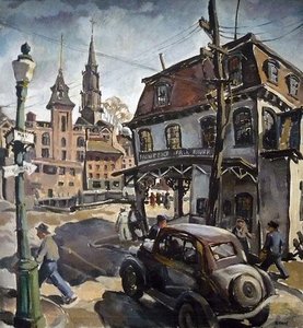 Old Fall River Line, Providence, Rhode Island, (painting) — Ruth Van Sickle Ford