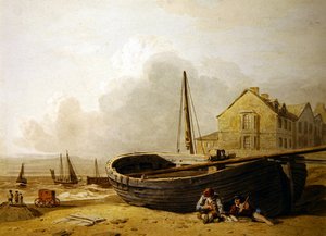 A Fishing Boat Drawn Up On Hastings Beach — John Varley I (the Older)