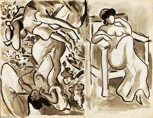 Two Women In A Garden, One Seated Woman — Carl Newman