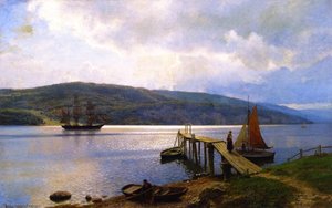 The Jetty At Feste Near Moss — Hans Fredrik Gude