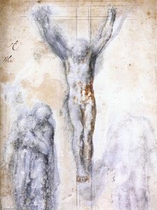 Christ Crucified Between The Virgin And St John — Michelangelo Buonarroti, Baroque