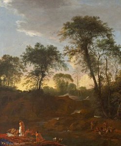 Landscape With Figures Bathing — Adam Pynacker