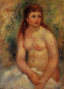Seated Young Woman, Nude — Pierre-auguste Renoir, Impressionism