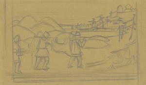 Sketch Of Scene From Ancient Life 4 — Nicholas Roerich, Contemporary Realism