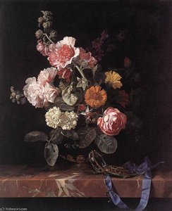 Vase Of Flowers With Watch — Willem Van Aelst