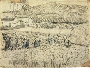 Women Working In Wheat Field — Vincent Willem Van Gogh, Post-impressionism