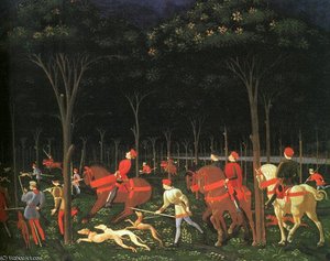 The Hunt In The Forest(right),1468, Ashmolean Museum — Paolo Uccello, Early Renaissance