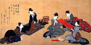 Portrait Of Chino Hyogo Seated At His Writing Desk — Хокусаи Кацушика, Ukiyo-e